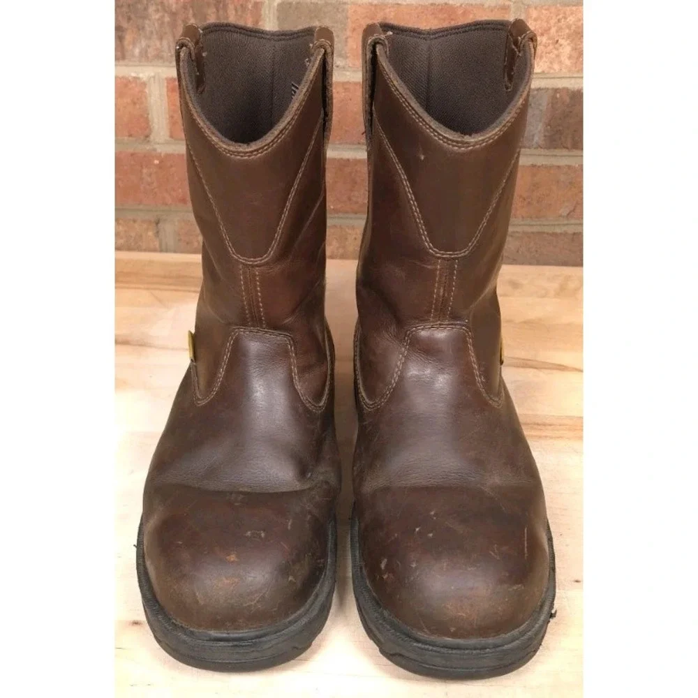 Herman Survivors Mens 13 Plower Waterproof Pull On Work Boots Steel Toe Brown